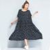 Women Fashion Print Cotton Linen Casual Dresses