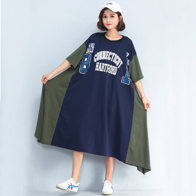 Women Casual Loose Patchwork Cotton Dresses