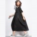 Women Black Casual Patchwork Dresses Long Shirt Tunics Pullover