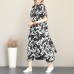 New floral long cotton dress plus size clothing lapel collar caftans New short sleeve caftans