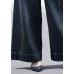 Boutique Black Pockets Draping Cotton Denim Straight Pants Spring