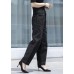 Classy Black High Waist Pockets Patchwork Cotton Denim Pants Summer