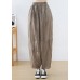 Original Design Coffee Elastic Waist Linen Harem Pants Summer