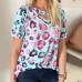 Spot summer new wish Amazon European and American women's printed short sleeved loose casual shirt for women 10073