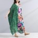 Women chiffon Robes Fitted V Neck Splicing Short Sleeves Printed Women Summer Dress